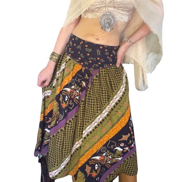 Vintage Dresses & Skirts - True Vintage 90s Boho Whimsy Midi Skirt